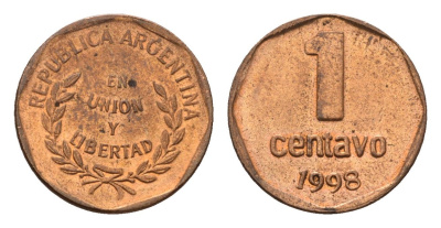 Аргентина 1 сентаво 1998 KM 113a бронза aUNC 4679-322