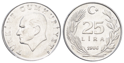 Турция 25 лир 1986 Кемаль Ататюрк KM 975 алюминий UNC 4699-1233