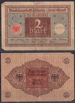 Германия 2 марки 1920 Pick 60 бумага 2192-3-2-1