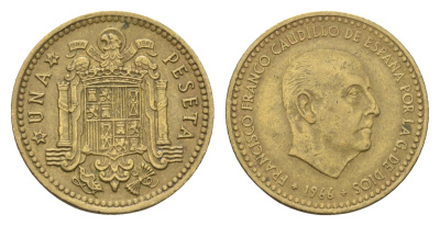 Испания 1 песета 1966 (74) Франсиско Франко (1939-1975) KM 796 алюминиевая бронза 4684-1049