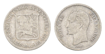 Венесуэла 1/4 боливара 1946 Y 20 серебро 4152-655