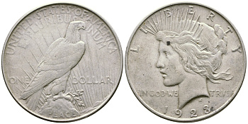 США 1 доллар 1923 D, доллар мира KM 150 серебро 1067-1-46