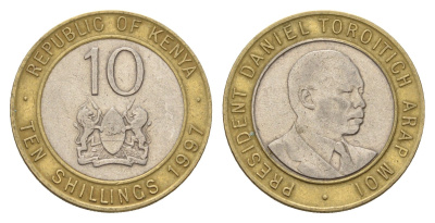 Кения 10 шиллингов 1997 Дэниэл арап Мои KM 27 биметалл 4662-416