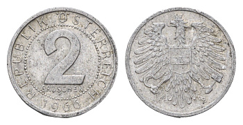 Австрия 2 гроша 1966 KM 2876 алюминий 188-549