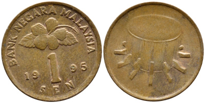 Малайзия 1 сен 1995 KM 49 сталь плакированная медью 4380-165