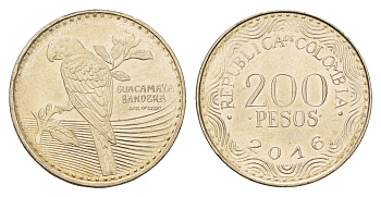 Колумбия 200 песо 2016 KM 297 медь цинк никель UNC 4686-446