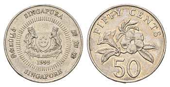 Сингапур 50 центов 1995 KM 102 медно-никель 4579-1111