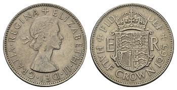 Великобритания 1/2 кроны 1965 Елизавета II (1952-2022) KM 907, Spink 4145 медно-никель 4590-632