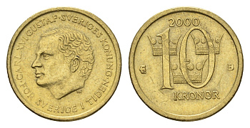Швеция 10 крон 2000 Карл XVI Густав (1973-) KM 877 нордик 4642-541
