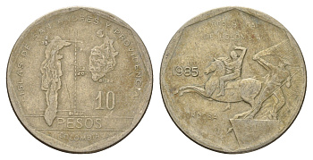 Колумбия 10 песо 1985 KM 270 медь цинк никель 4142-315