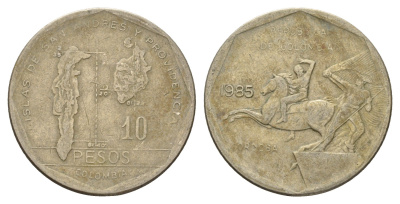 Колумбия 10 песо 1985 KM 270 медь цинк никель 4142-315