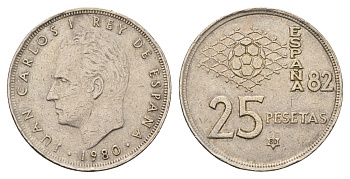 Испания 25 песет 1980 Хуан Карлос I (1975-2014) KM 818 медно-никель 4633-945