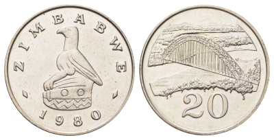 Зимбабве 20 центов 1980 KM 4 медно-никель UNC 4699-654