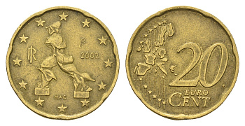 Италия 20 евроцентов 2002 KM 214 нордик 4616-515