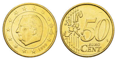 Бельгия 50 евроцентов 1999 Альберт II (1993-2013) KM 229 нордик UNC 4629-737
