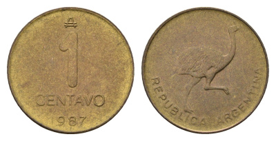Аргентина 1 сентаво 1987 KM 96 латунь 188-426