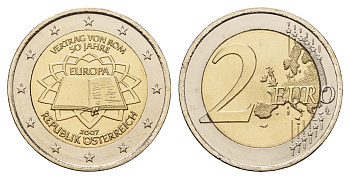 Австрия 2 евро 2007 50 лет подписанию Римского договора KM 3150 биметалл UNC 1096-1-45