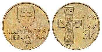 Словакия 10 крон 2003 KM 11.1 латунь UNC 4148-547
