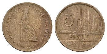Колумбия 5 песо 1981 KM 268 бронза 4142-254