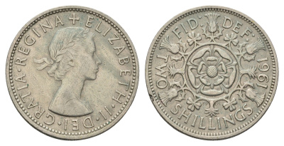 Великобритания 2 шиллинга (флорин) 1961 Елизавета II (1952-2022) KM 906, Spink 4146 медно-никель 4183-521
