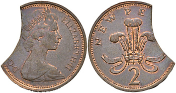 Великобритания 2 пенса ND (1971-1981) Елизавета II (1952-2022), брак кружка KM 916, Spink 4235 (C1) бронза 4563-724