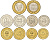 Бахрейн лот из 5 монет 2005-2009 (5, 10, 25, 50, 100 филс), одна монета биметалл UNC N2-56