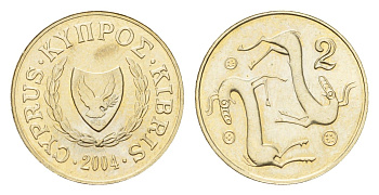 Кипр 2 цента 2004 KM 54.3 никель латунь UNC 4685-632