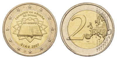 Ирландия 2 евро 2007 50 лет подписанию Римского договора KM 53 биметалл UNC 1083-3-74