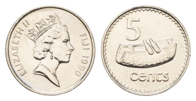Фиджи 5 центов 1990 KM 51a сталь плакированная никелем UNC 4697-724