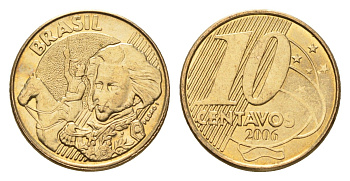 Бразилия 10 сентаво 2006 KM 649 сталь плакированная латунью 4686-743