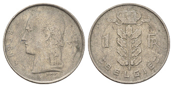 Бельгия 1 франк 1958 Belgie KM 143 медно-никель 4684-814