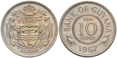Гайана 10 центов 1967 KM 33 медно-никель 4154-146