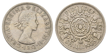 Великобритания 2 шиллинга (флорин) 1957 Елизавета II (1952-2022) KM 906, Spink 4146 медно-никель 4183-431