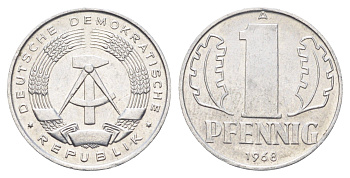 ГДР 1 пфенниг 1968 A KM 8.1 алюминий 4697-567