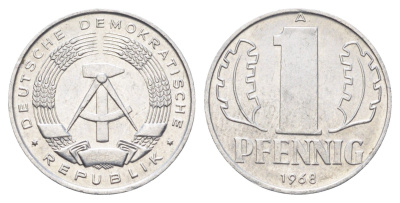 ГДР 1 пфенниг 1968 A KM 8.1 алюминий 4697-567