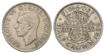 Великобритания 1/2 кроны 1950 Георг VI (1936-1952) KM 879, Spink 4106 медно-никель 4692-832