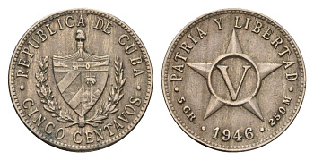 Куба 5 сентаво 1946 KM 11.3 медно-никель 4689-1249
