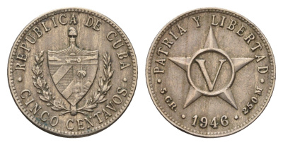 Куба 5 сентаво 1946 KM 11.3 медно-никель 4689-1249
