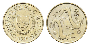 Кипр 2 цента 1996 KM 54.3 никель латунь UNC 4618-629