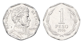 Чили 1 песо 2006 So KM 231, Schon 79 алюминий 4701-1236