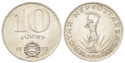 Венгрия 10 форинтов 1972 статуя свободы KM 595 никель UNC 4699-1144