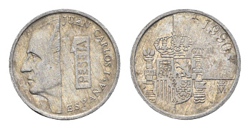 Испания 1 песета 1990 M, Хуан Карлос I (1975-2014) KM 832 алюминий 4684-1061