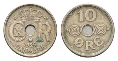 Дания 10 эре 1925 Кристиан X (1912-1947) KM 822 медно-никель 4602-1031