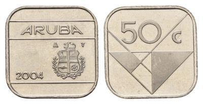 Аруба 50 центов 2004 KM 4 сталь плакированная никелем UNC 175-725