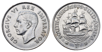 ЮАР 1 пенни 1939 Георг VI (1936-1952) KM 25 бронза плакированная серебром 4692-222