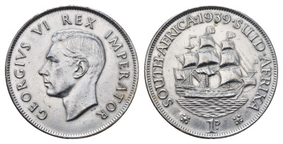 ЮАР 1 пенни 1939 Георг VI (1936-1952) KM 25 бронза плакированная серебром 4692-222