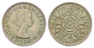 Великобритания 2 шиллинга (флорин) 1962 Елизавета II (1952-2022) KM 906, Spink 4146 медно-никель 4183-522