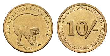Сомалиленд 10 шиллингов 2002 KM 3 латунь UNC 4682-637