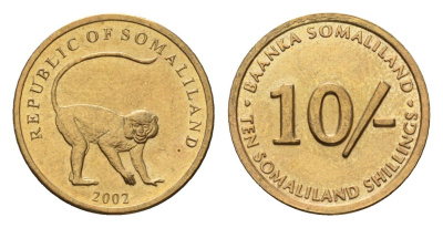 Сомалиленд 10 шиллингов 2002 KM 3 латунь UNC 4682-637