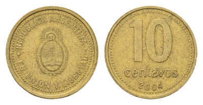 Аргентина 10 сентаво 2004 KM 107 алюминиевая бронза 4679-768
